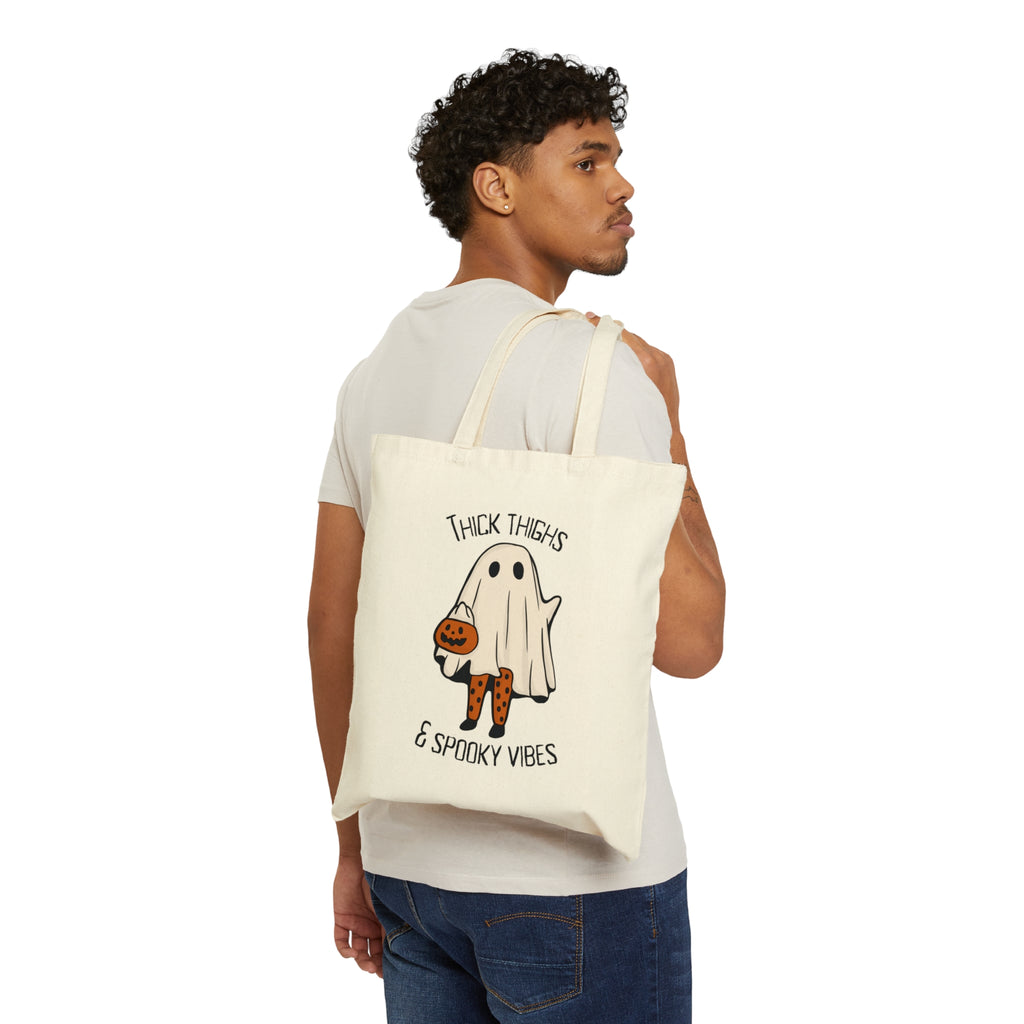 Thick Thighs and Spooky Vibes | Cotton Canvas Tote Bag - Dream Maker Pins