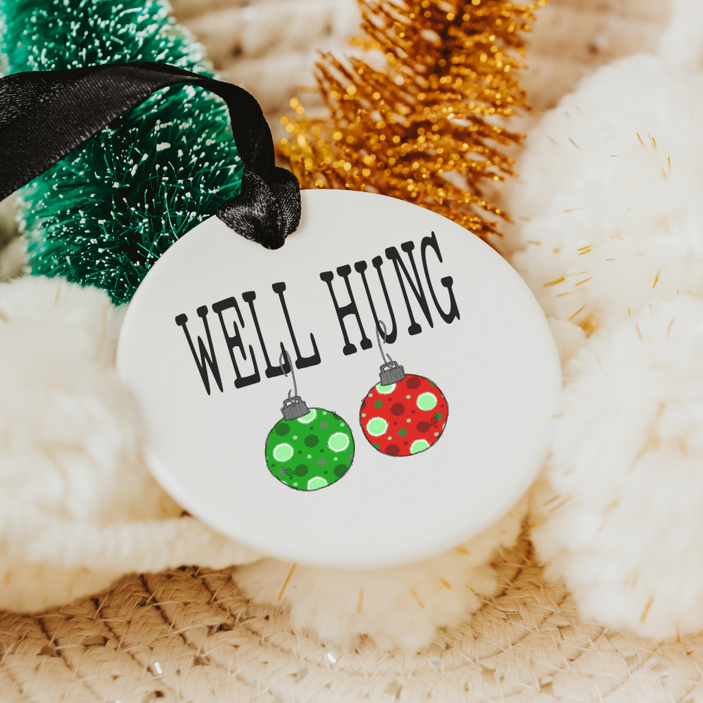 Well Hung Funny Christmas Ornament - Dream Maker Pins