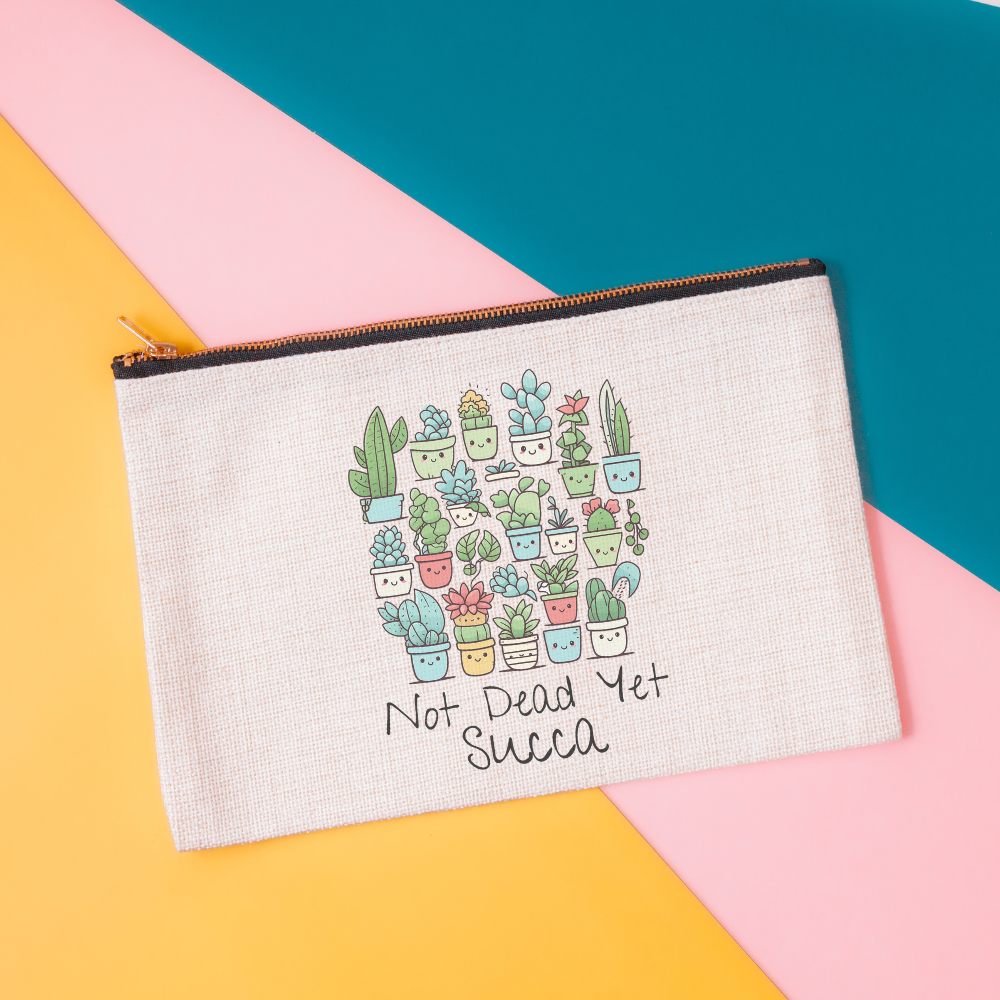 Not Dead Yet, Succa | Succulent Themed Canvas Makeup Bag - Dream Maker Pins