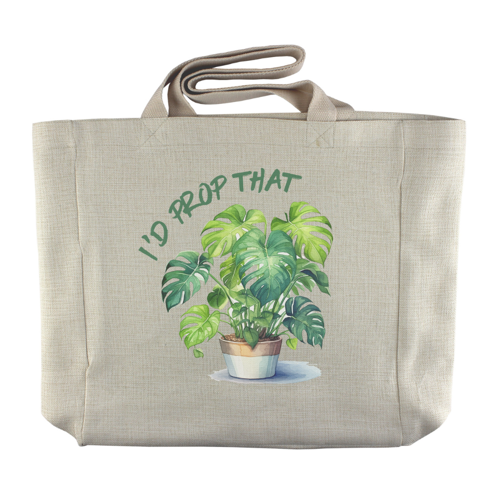 I'd Prop That | Monstera Houseplant Themed Reusable Canvas Grocery Tote - Dream Maker Pins