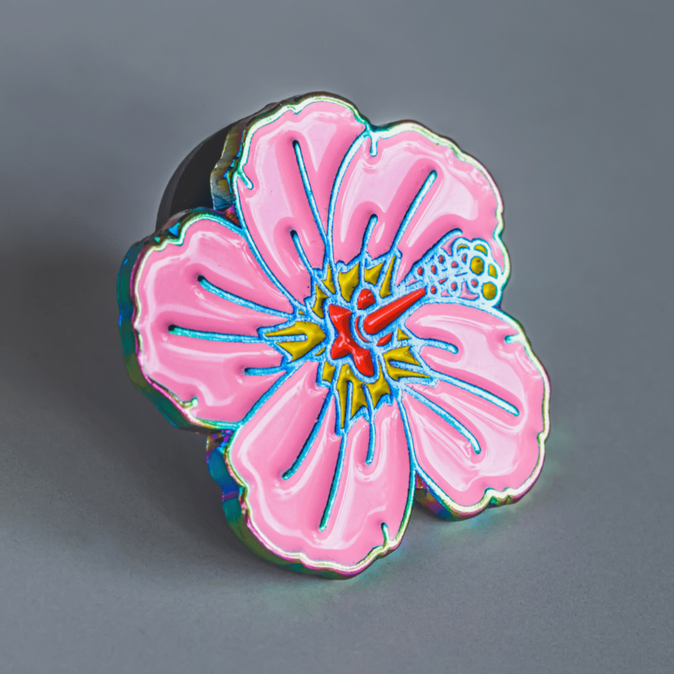 Light Pink Hibiscus Enamel Pin - Dream Maker Pins