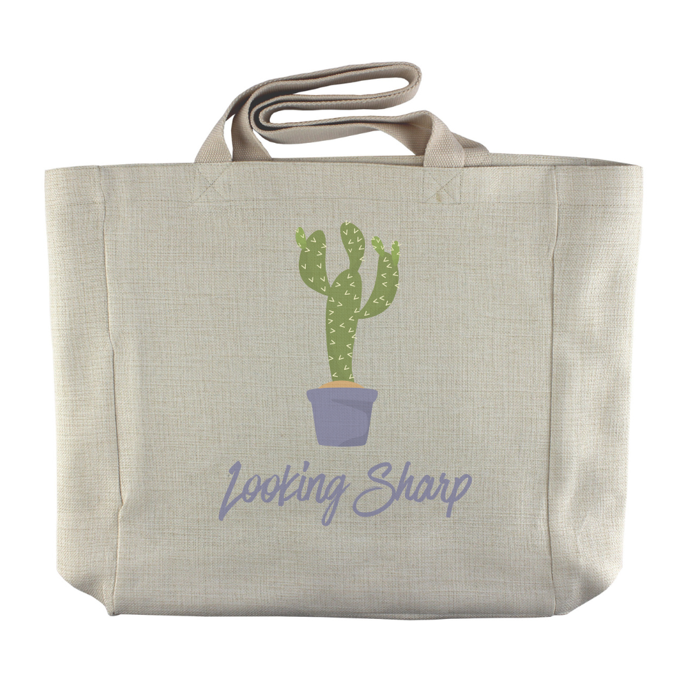 Looking Sharp | Cactus Themed Reusable Canvas Grocery Tote - Dream Maker Pins