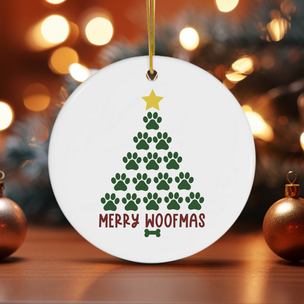 Merry Woofmas Dog Lover Christmas Ornament Template - Dream Maker Pins