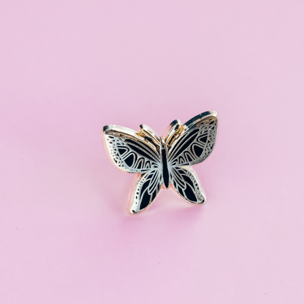 Black Butterfly Enamel Pin - Dream Maker Pins