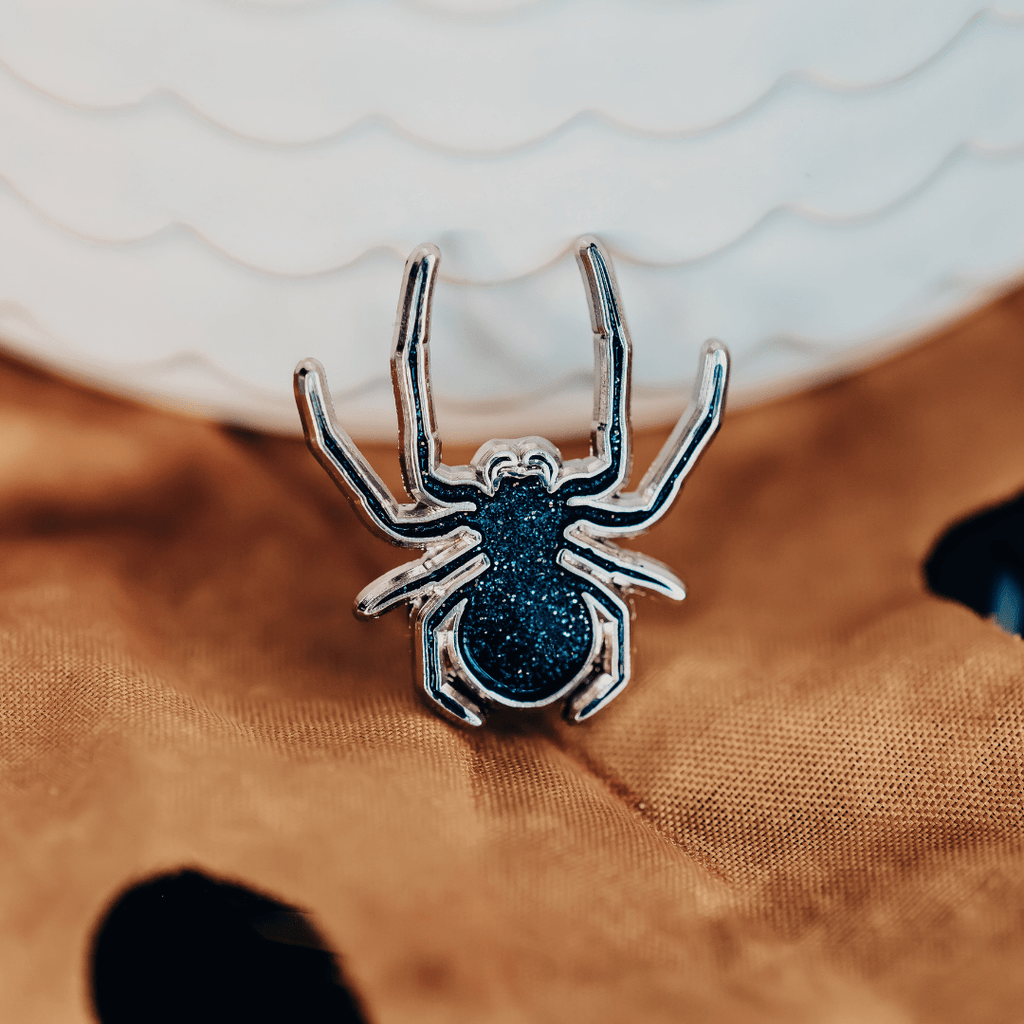 Black Glitter Spider Enamel Pin - Dream Maker Pins