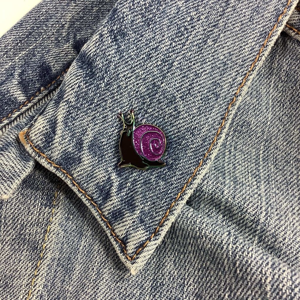 Black & Purple Rainbow Metal Snail Enamel Pin - Dream Maker Pins