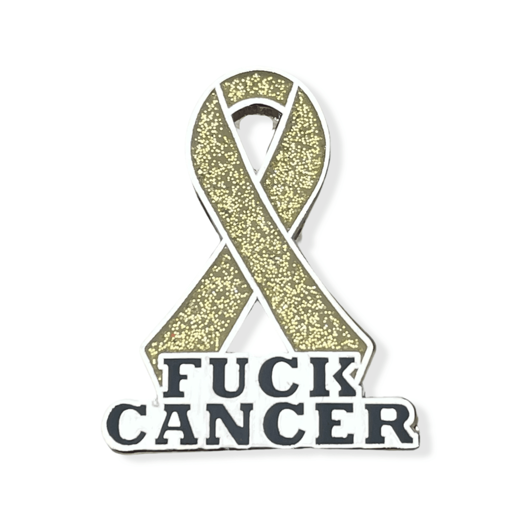 Gold Fuck Cancer Awareness Ribbon Enamel Pin - Dream Maker Pins