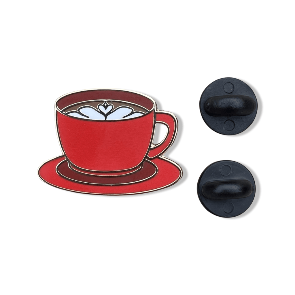 Red Latte Coffee Cup Enamel Pin - hard enamel, 1 inch, double posted - Dream Maker Pins