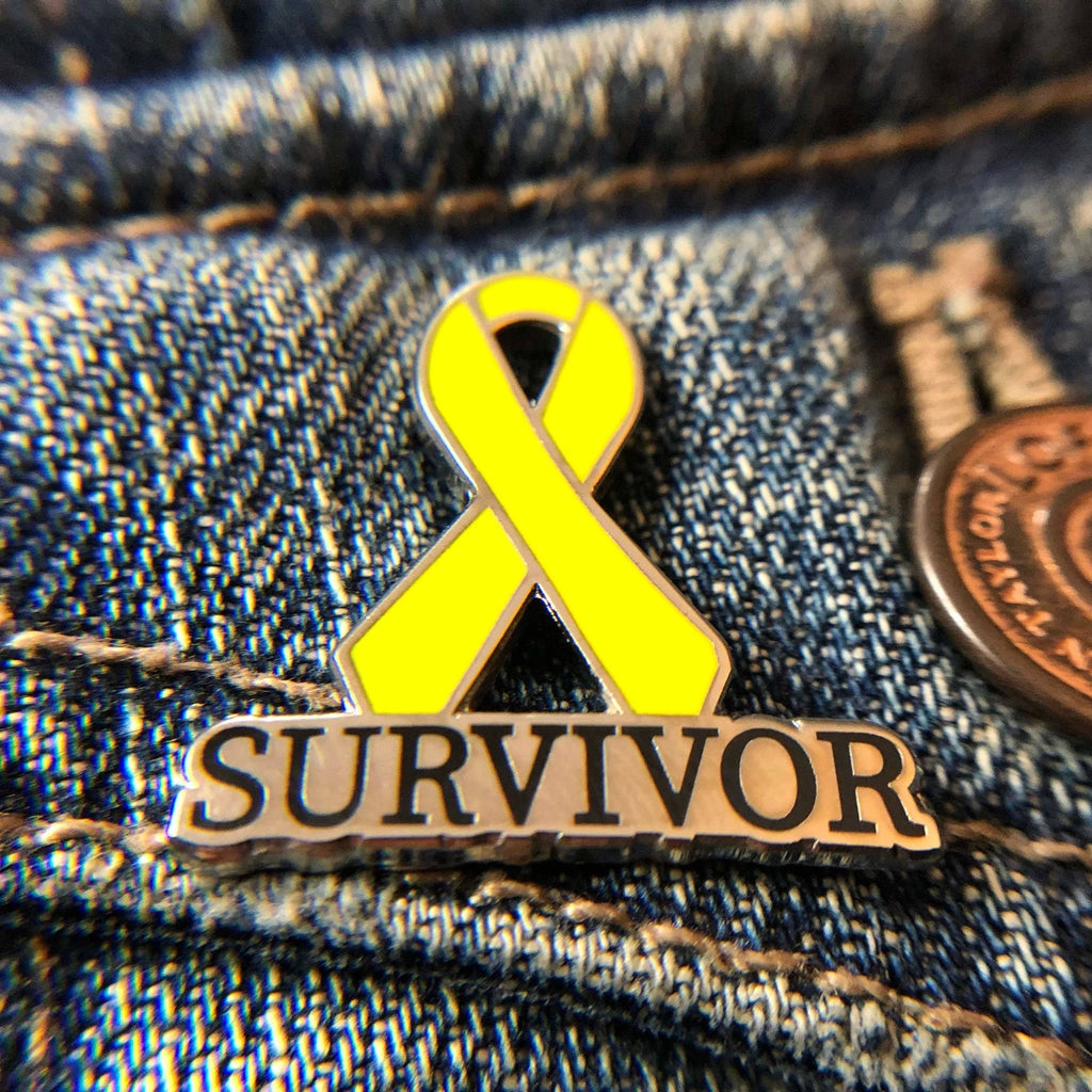 Yellow Survivor Awareness Ribbon Enamel Pin - Dream Maker Pins