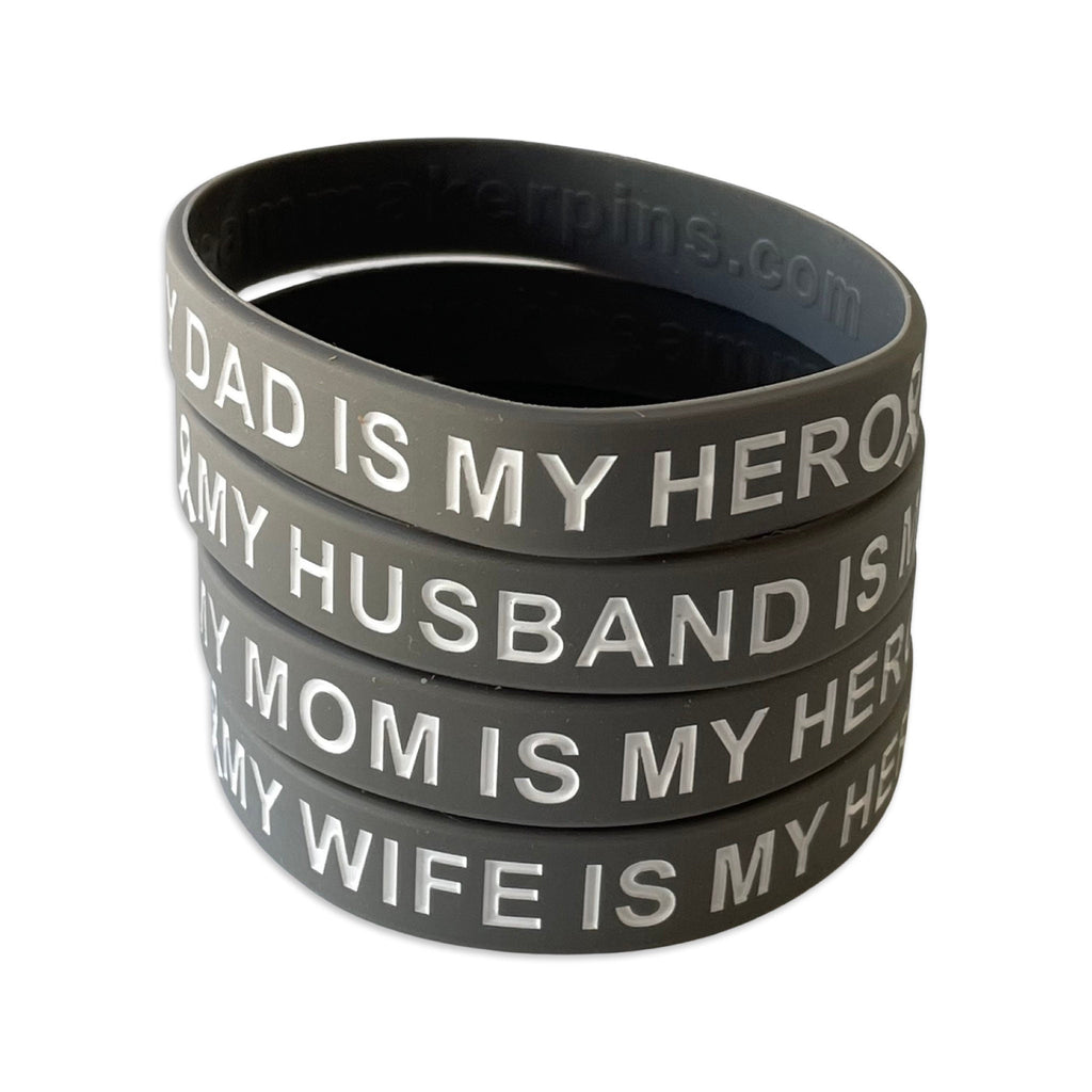 Gray My loved one is my hero silicone wristbands