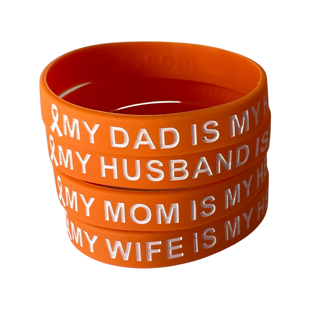 Orange and White - My Loved One is My Hero - honor wristband - Dream Maker Pins