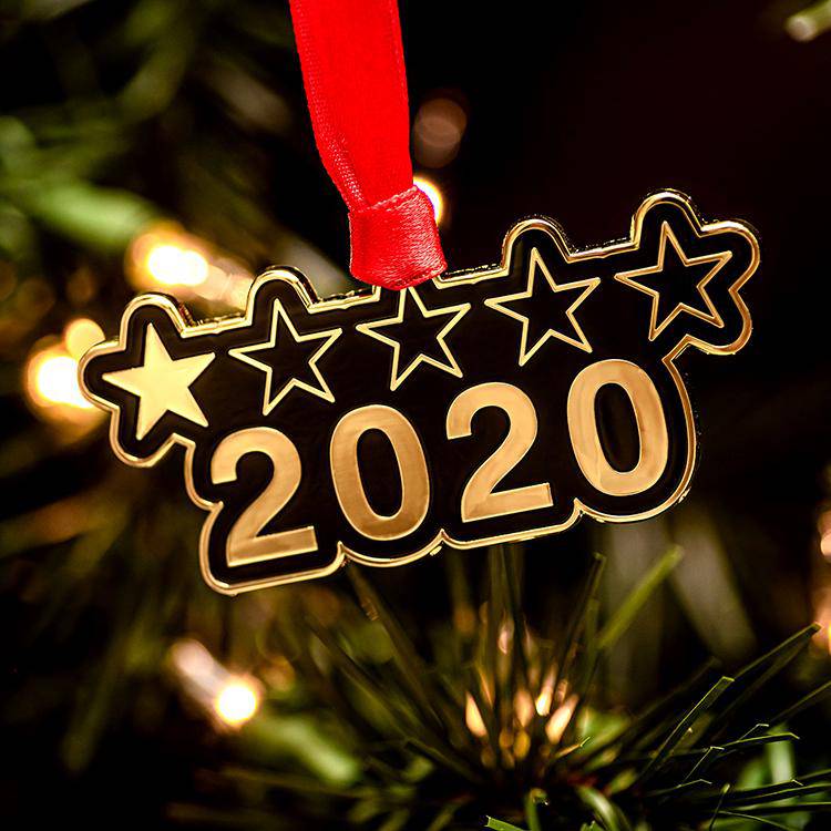 Gold 2020 Bad Review Metal Christmas Ornament - Dream Maker Pins