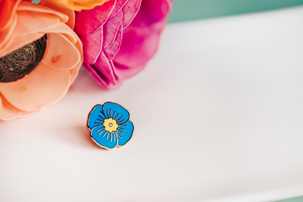 Dream Maker Pins blue poppy enamel pin