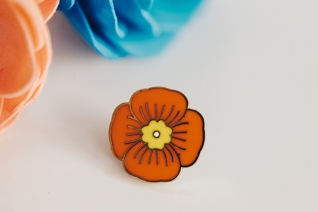 Dream Maker Pins orange poppy enamel pin