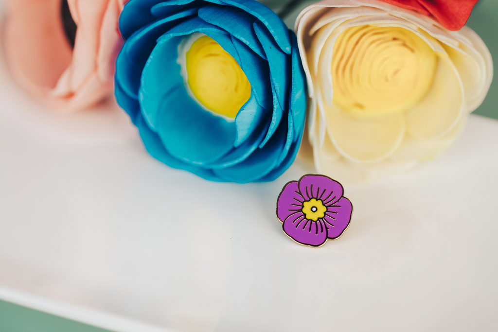 Dream Maker Pins purple poppy enamel pin