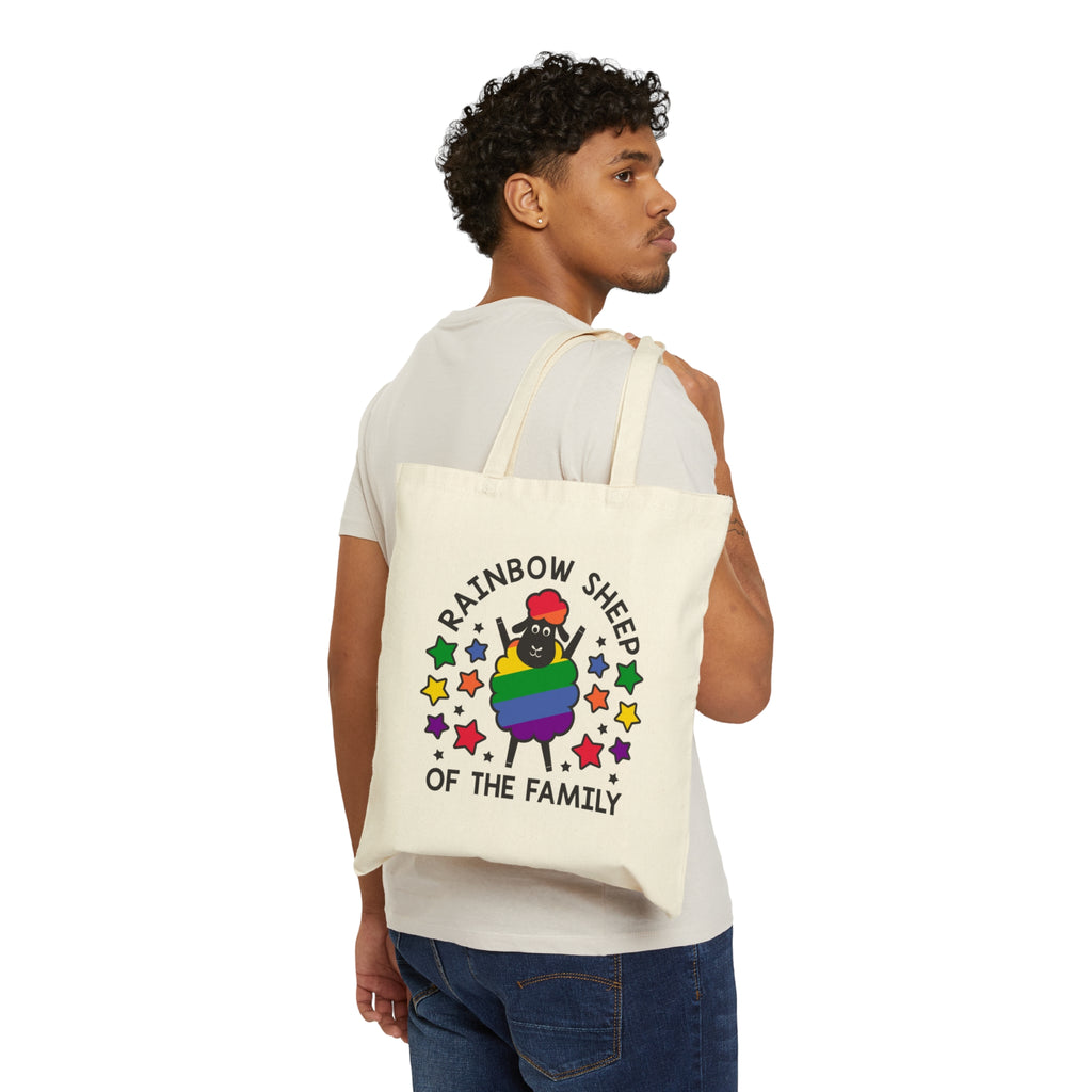 Rainbow Sheep of the Family | LGBTQIA Themed Reusable Cotton Canvas Tote Bag - Dream Maker Pins