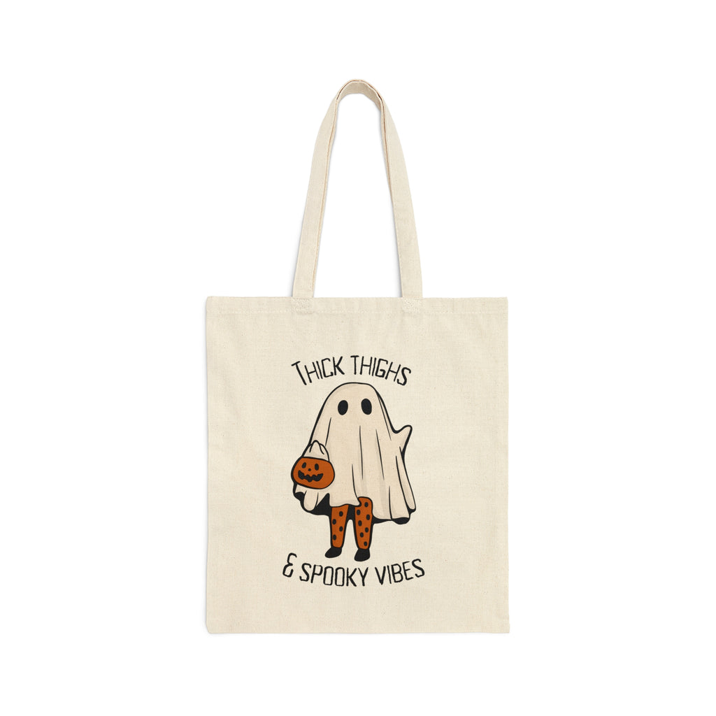 Thick Thighs and Spooky Vibes | Cotton Canvas Tote Bag - Dream Maker Pins