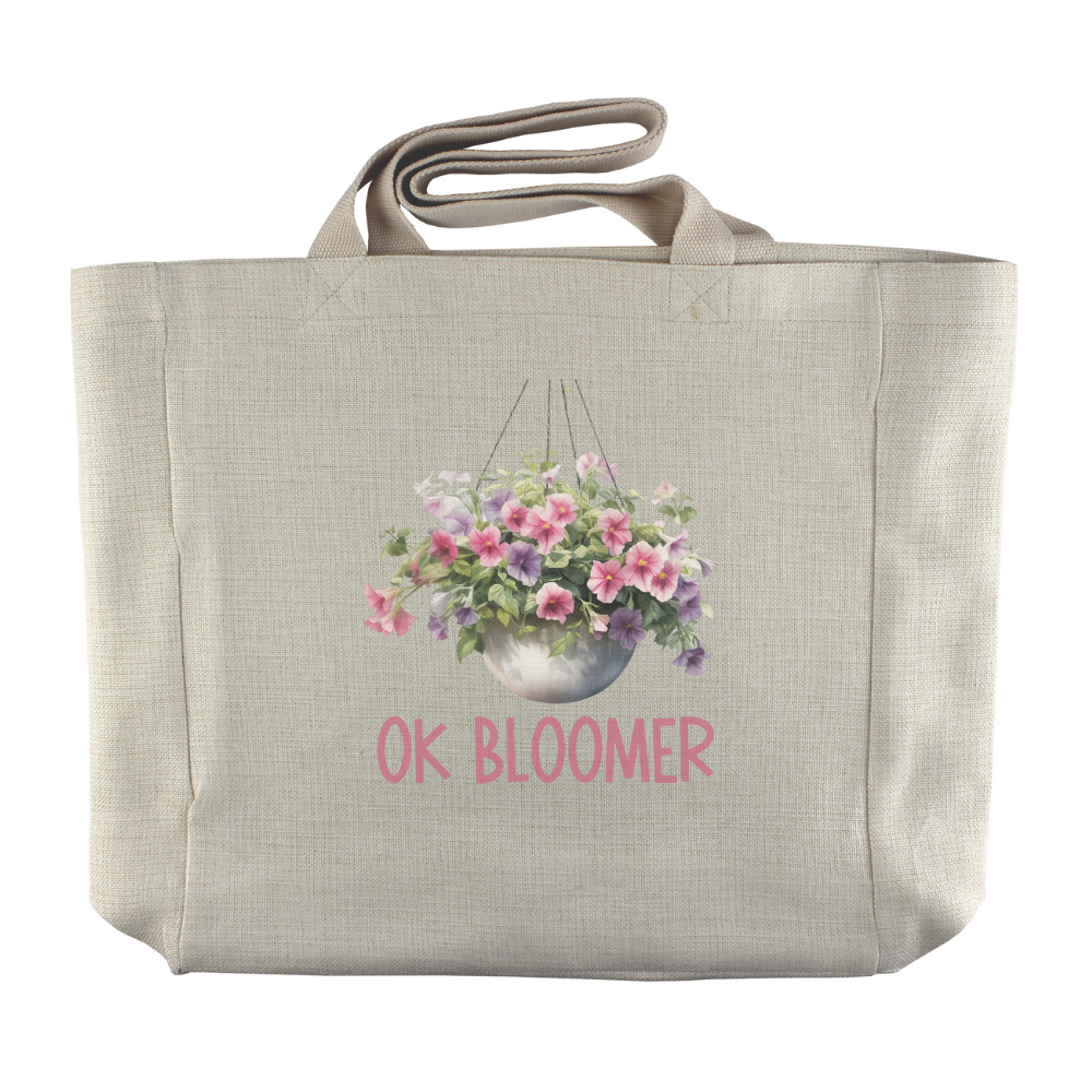 OK Bloomer | Houseplant Themed Reusable Canvas Grocery Tote - Dream Maker Pins