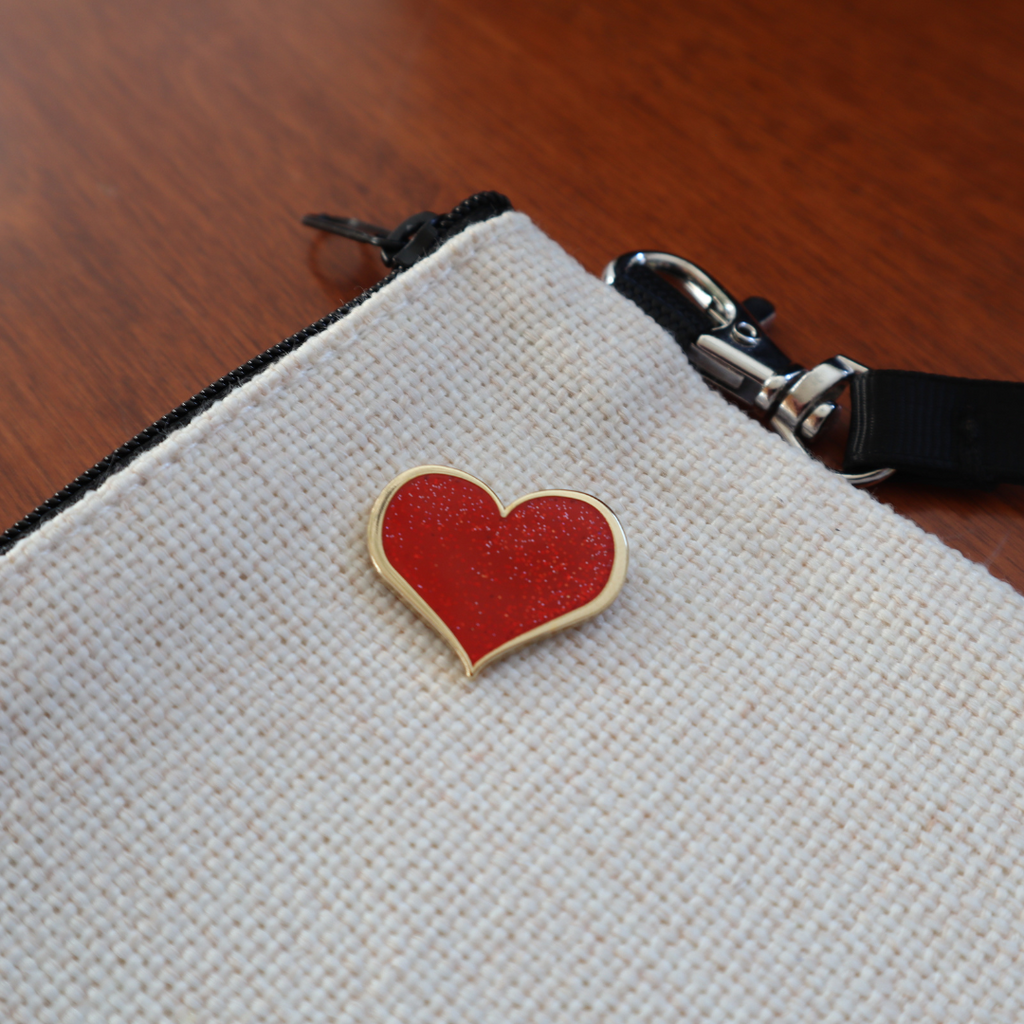 Red Heart Enamel Pin With Glitter - Dream Maker Pins