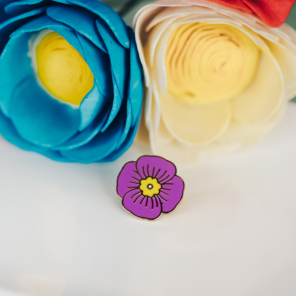 Orange Poppy Enamel Pin - Dream Maker Pins