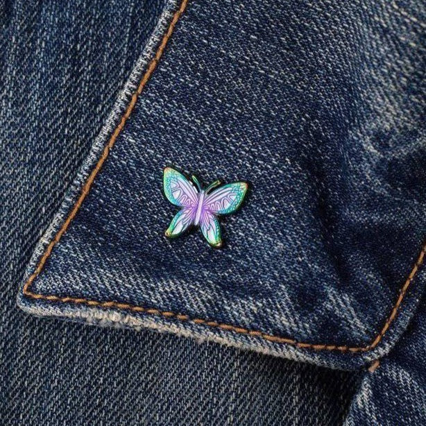 White Rainbow Metal Butterfly Enamel Pin - Dream Maker Pins