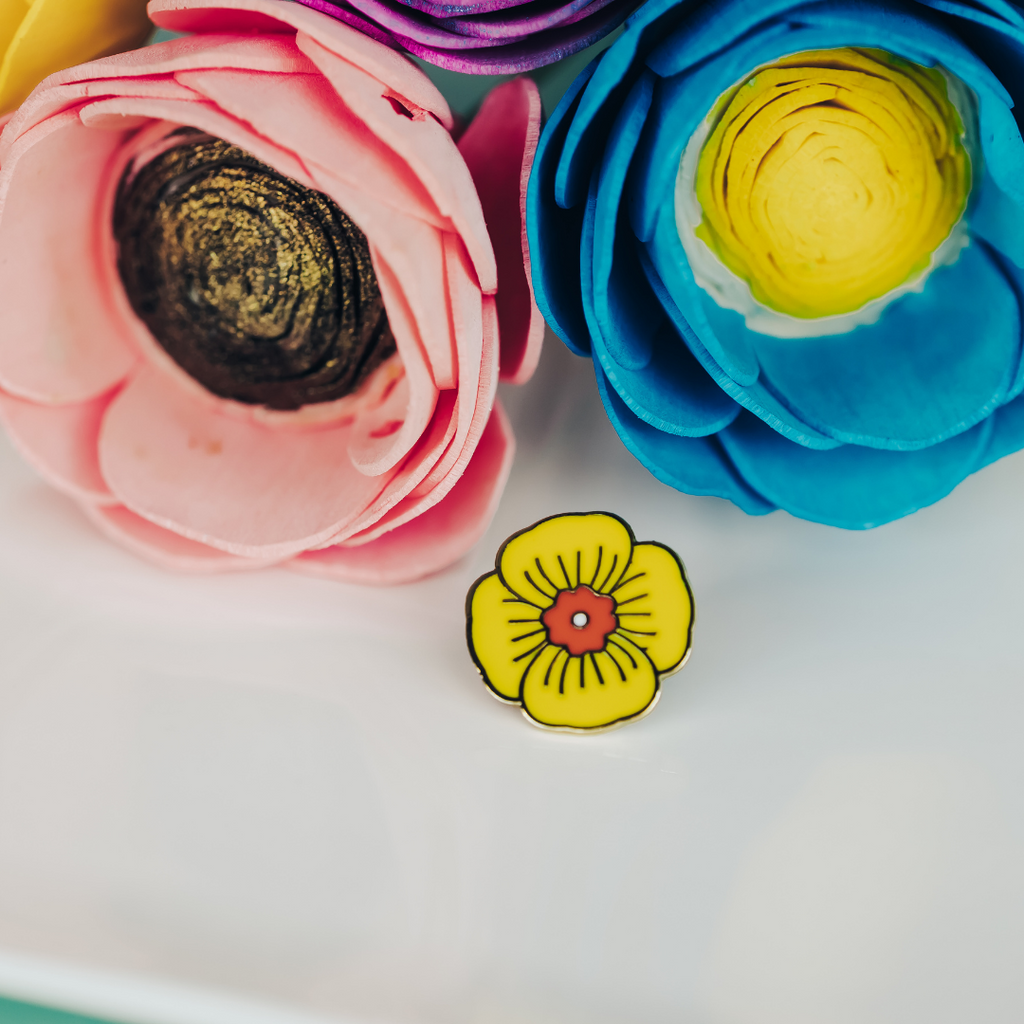 Orange Poppy Enamel Pin - Dream Maker Pins