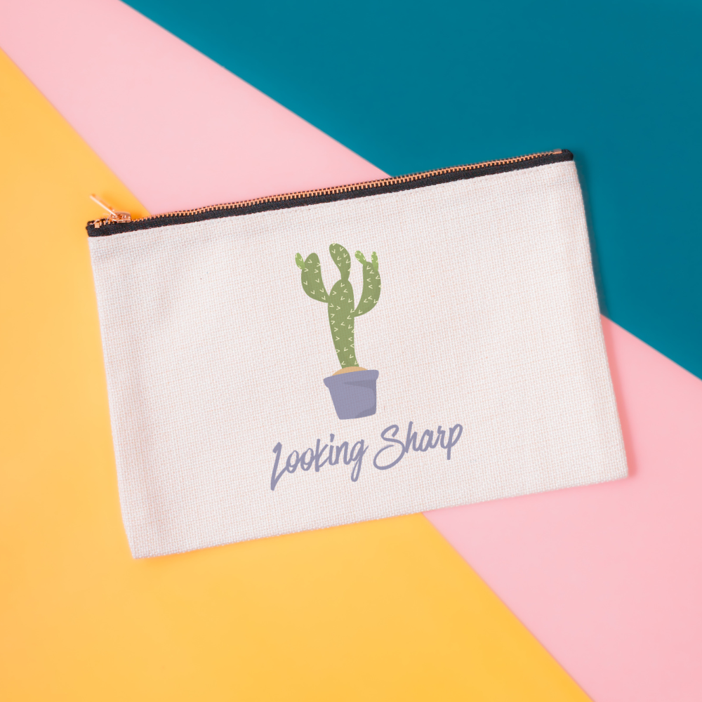 Looking Sharp | Cactus Themed Canvas Makeup Bag - Dream Maker Pins
