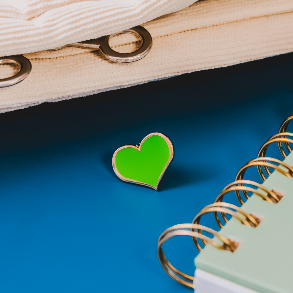 Green Heart Enamel Pin - Dream Maker Pins