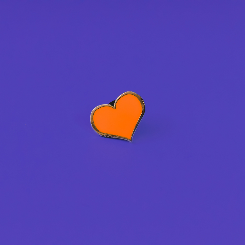 Orange Heart Enamel Pin - Dream Maker Pins