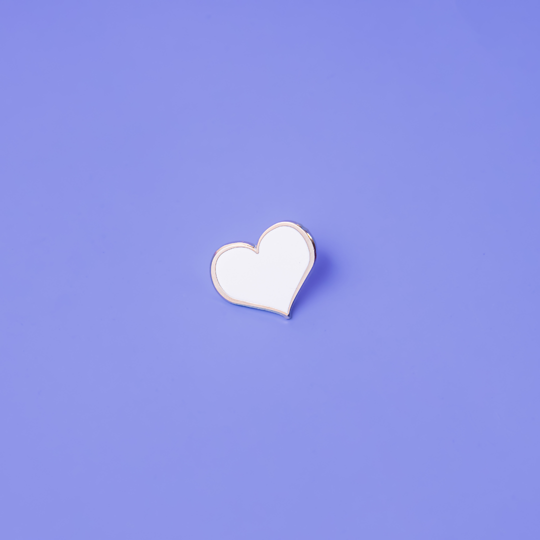 White Heart with Glitter Enamel Pins - Dream Maker Pins