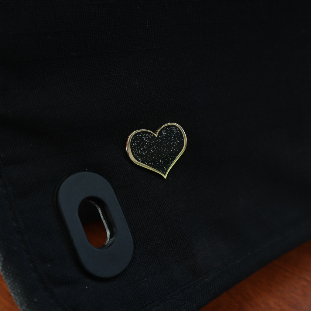 Black Glitter Heart Enamel Pin - Dream Maker Pins