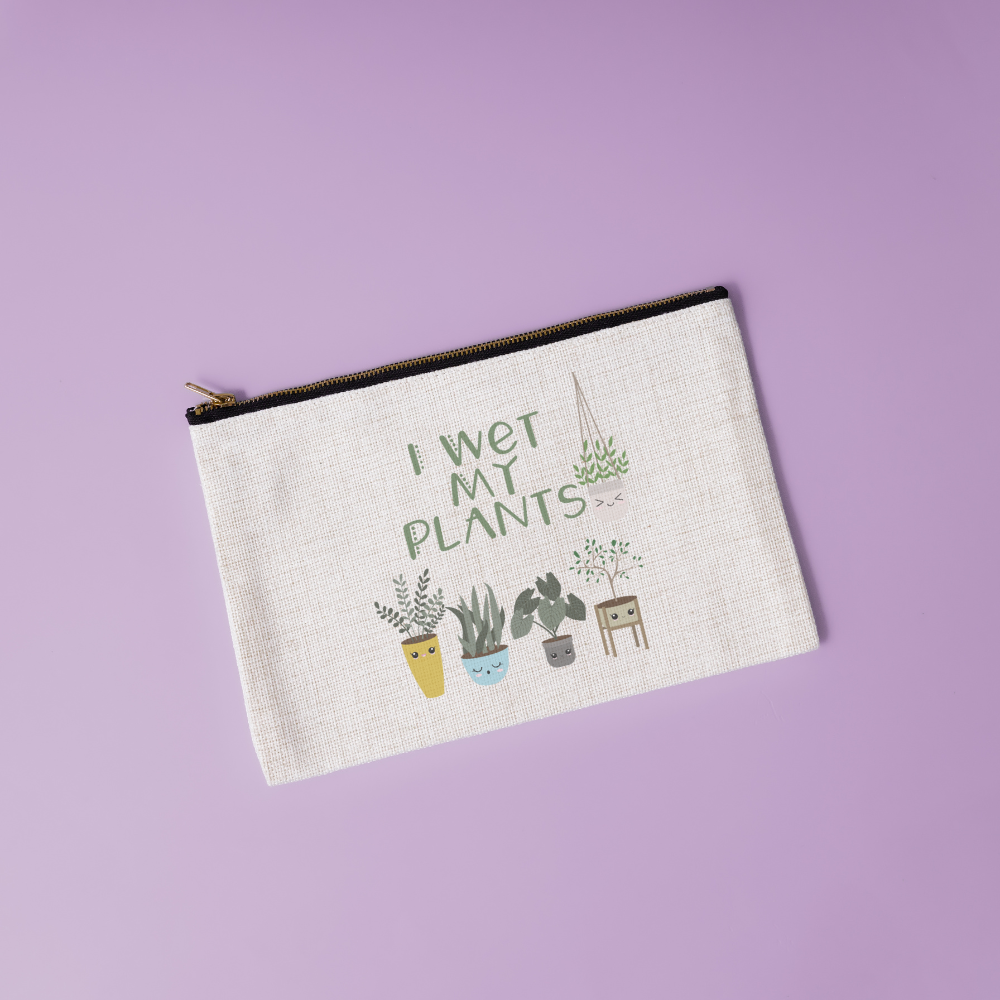 I Wet My Plants | Houseplant Themed Canvas Makeup Bag - Dream Maker Pins