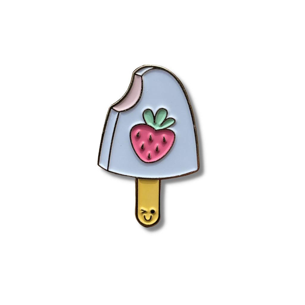 Strawberry Ice Cream Bar Enamel Pin Created by Addison, Age 11 - Dream Maker Pins