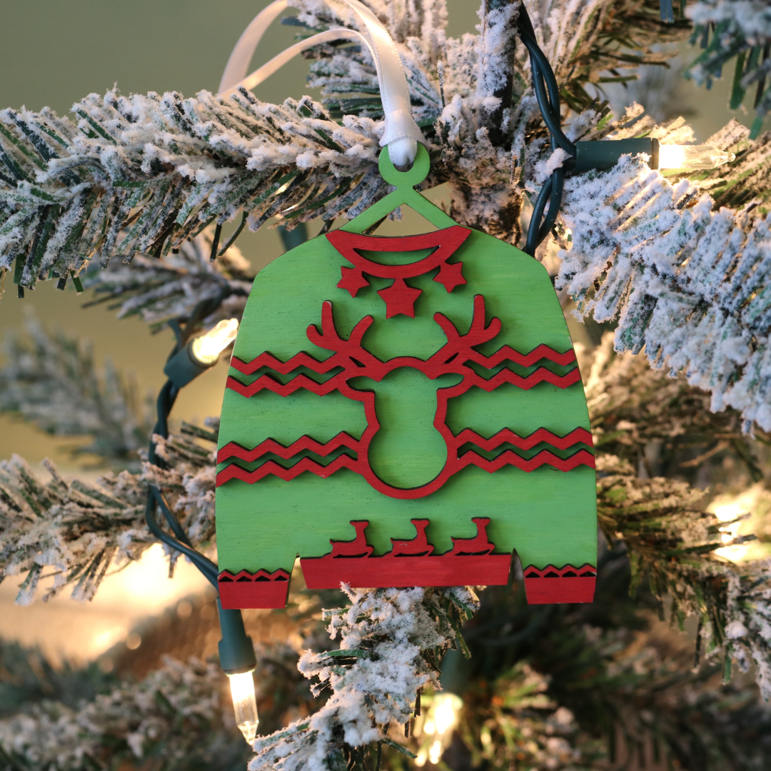 Ugly sweater christmas tree on sale ornaments