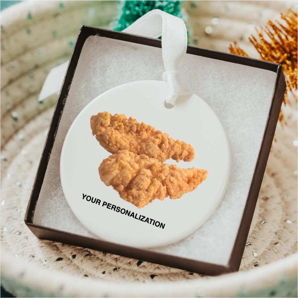 Personalized Chicken Tender Ceramic Christmas Ornament - Dream Maker Pins