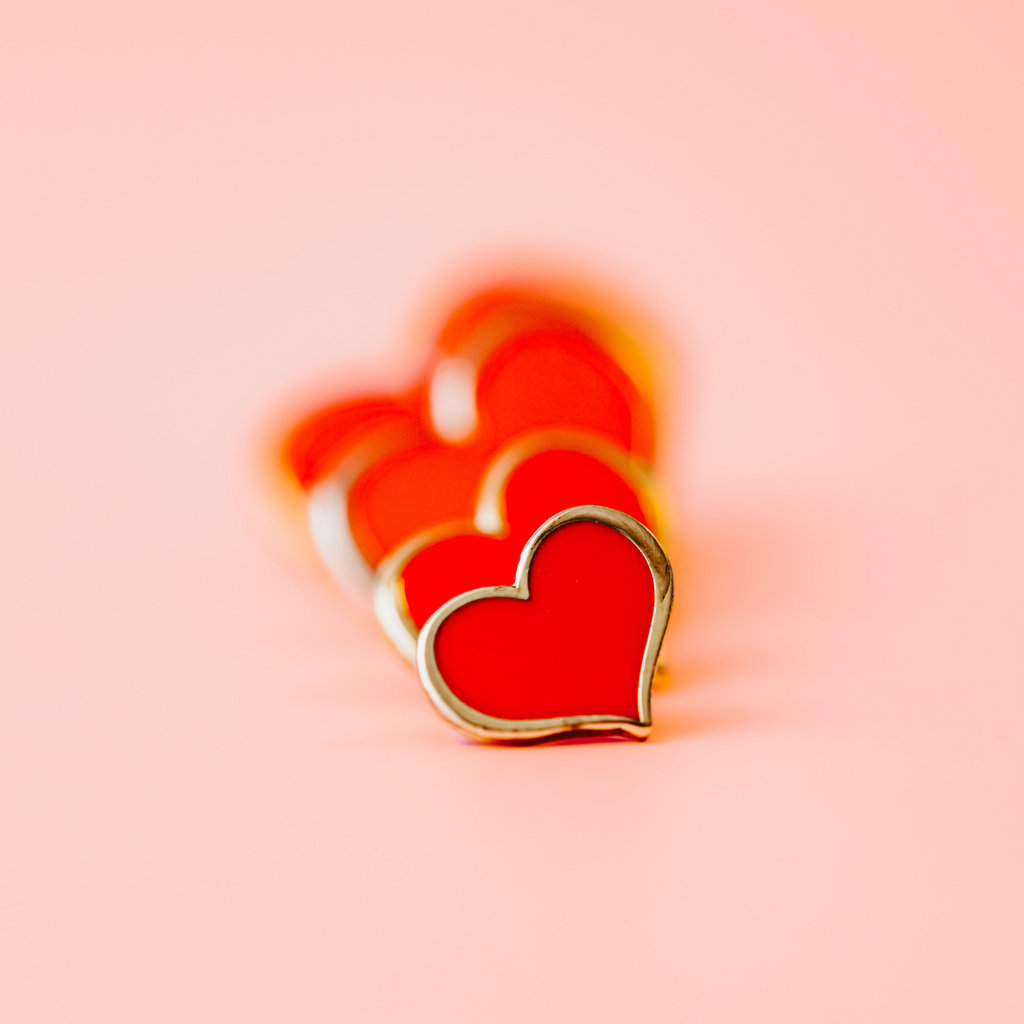 Red Heart Enamel Pins - four size options - Dream Maker Pins