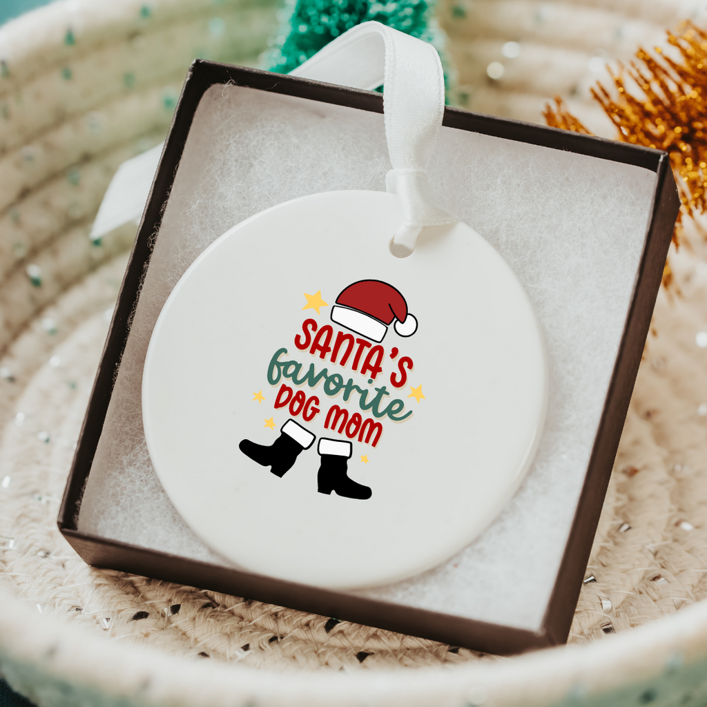 Santa's Favorite Dog Mom Christmas Ornament - Dream Maker Pins