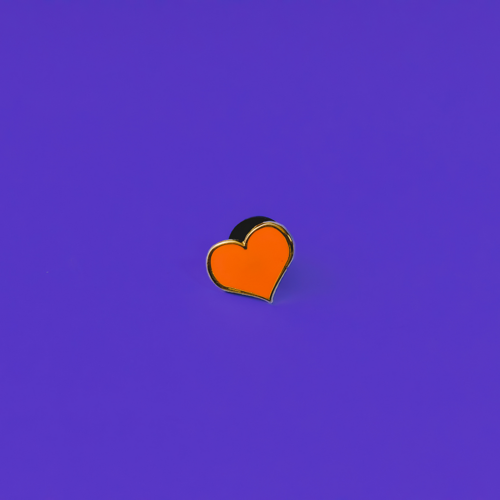 Orange Heart Enamel Pin - Dream Maker Pins