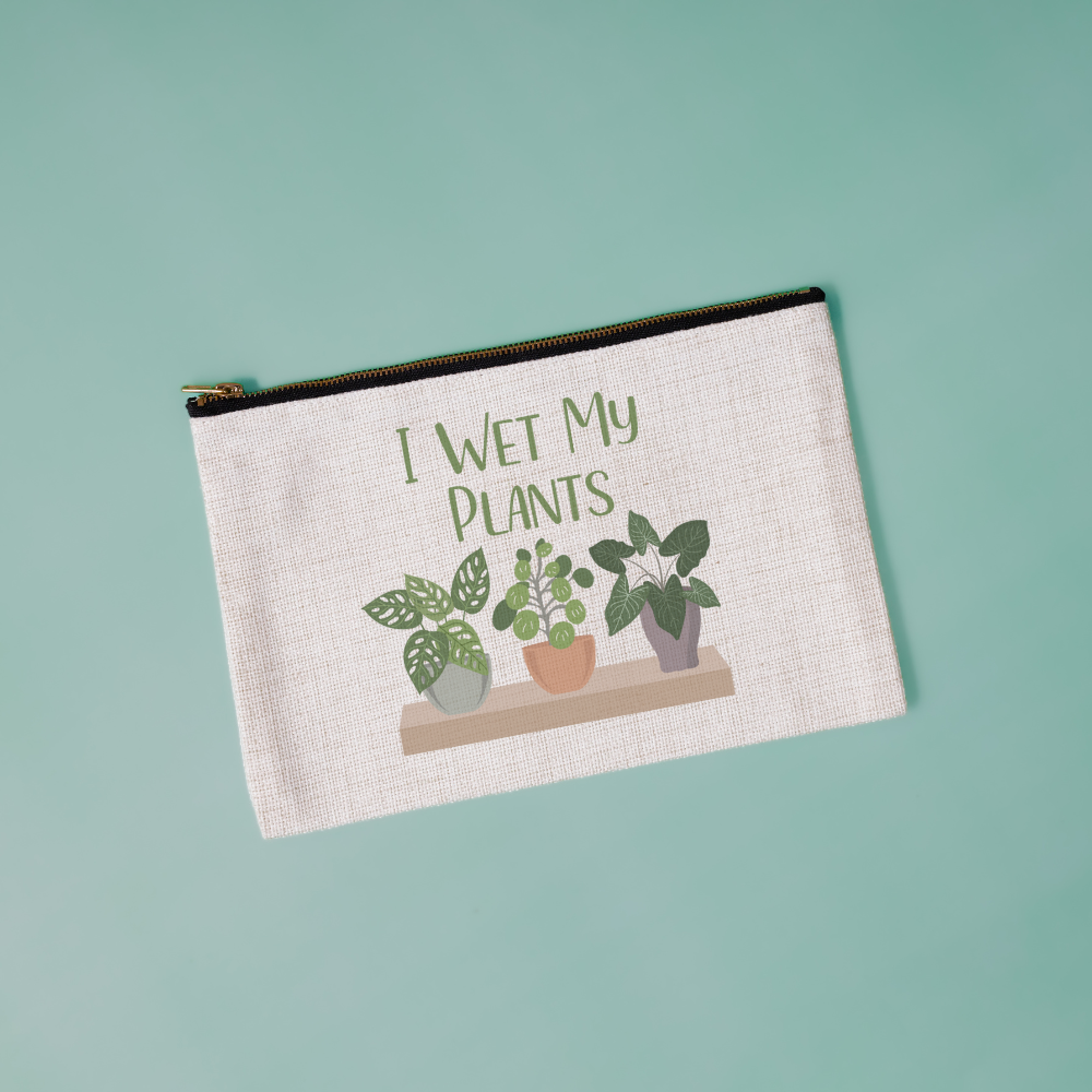 I Wet My Plants | Houseplant Graphic Canvas Makeup Bag - Dream Maker Pins