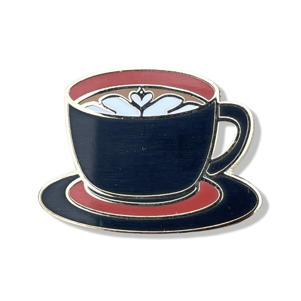 Black Latte Coffee Cup Enamel Pin - double posted - Dream Maker Pins