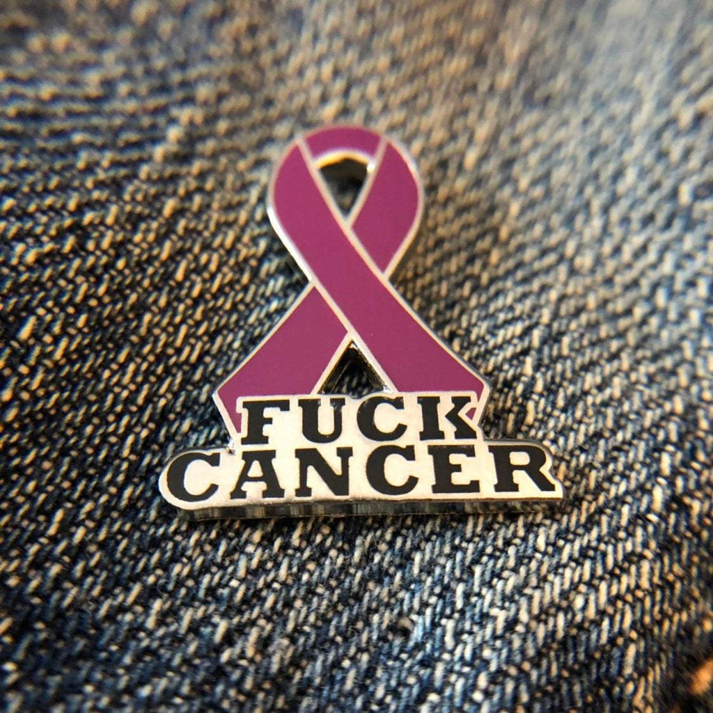 Burgundy Fuck Cancer Awareness Ribbon Pin - Dream Maker Pins