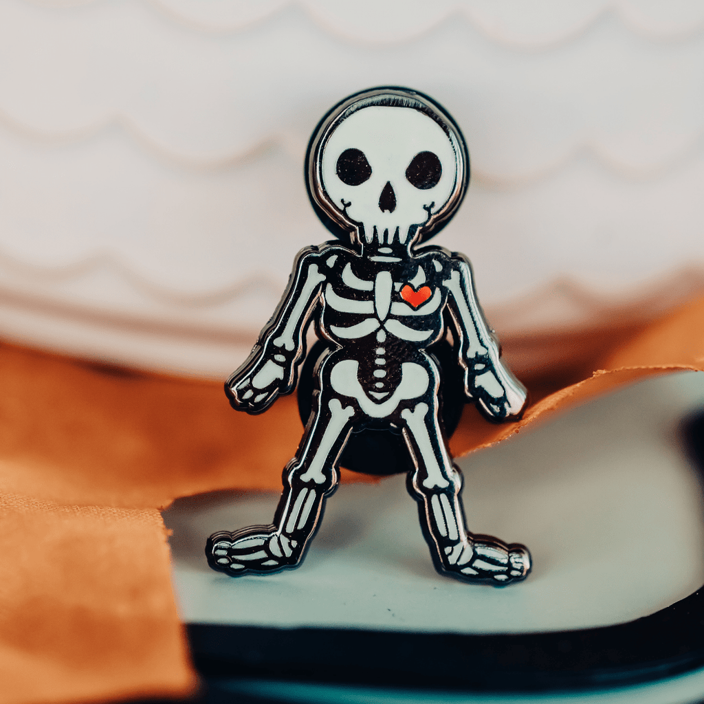 Glow in the Dark Skeleton Enamel Pin - Dream Maker Pins