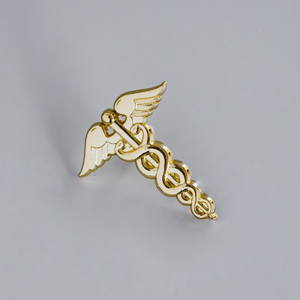 Gold Caduceus enamel pin - nurses gift, medical professional gift, healers gift, medical appreciation, medical school graduation gift