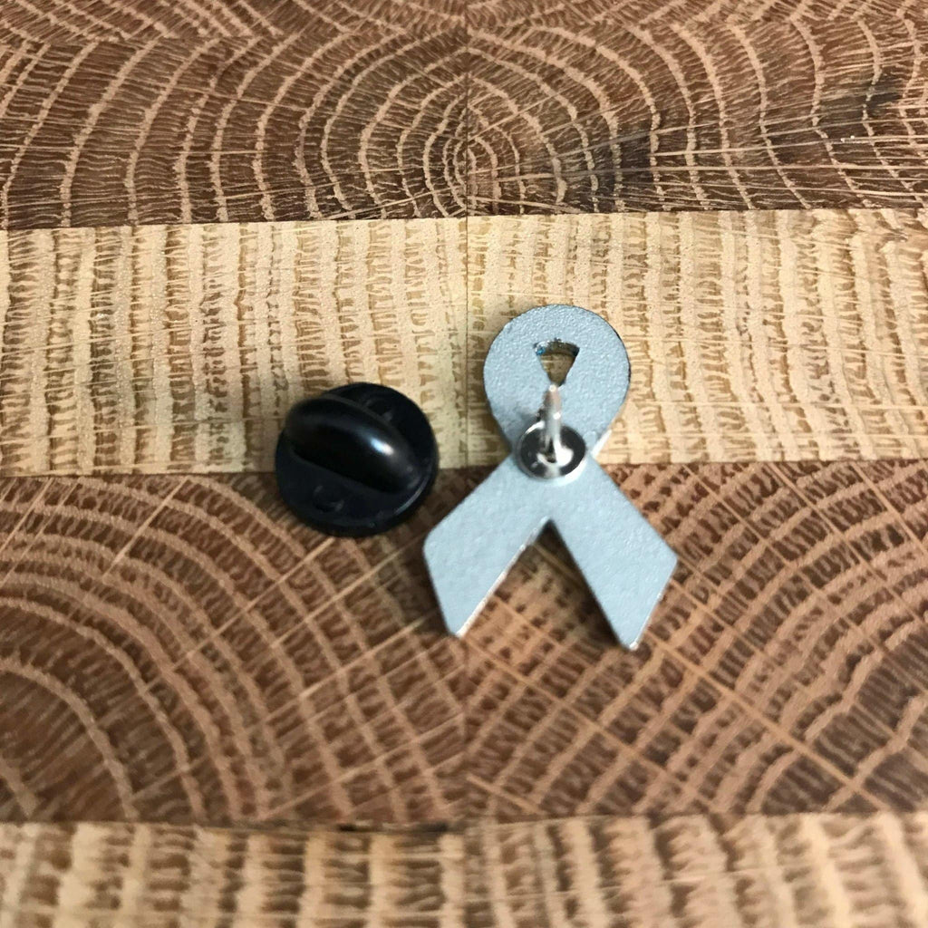 Gray Awareness Ribbon Enamel Pin - Dream Maker Pins