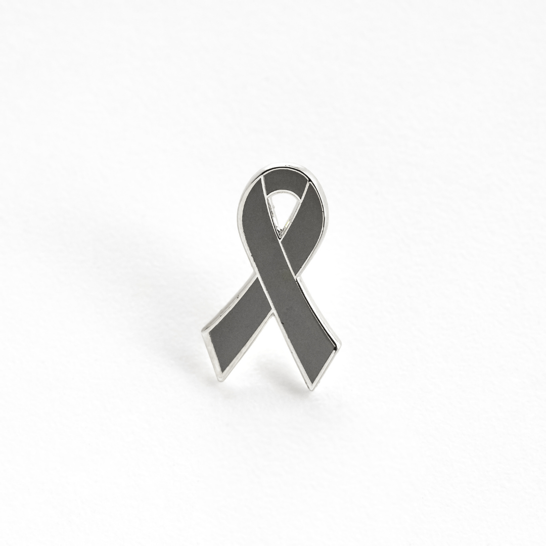 Gray Awareness Ribbon Pin – Hard Enamel Lapel Pin With Secure Single ...