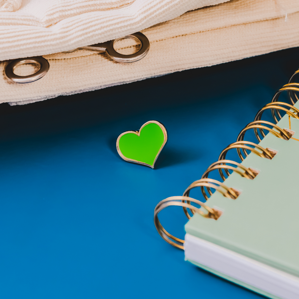 Green Heart Enamel Pin - Dream Maker Pins