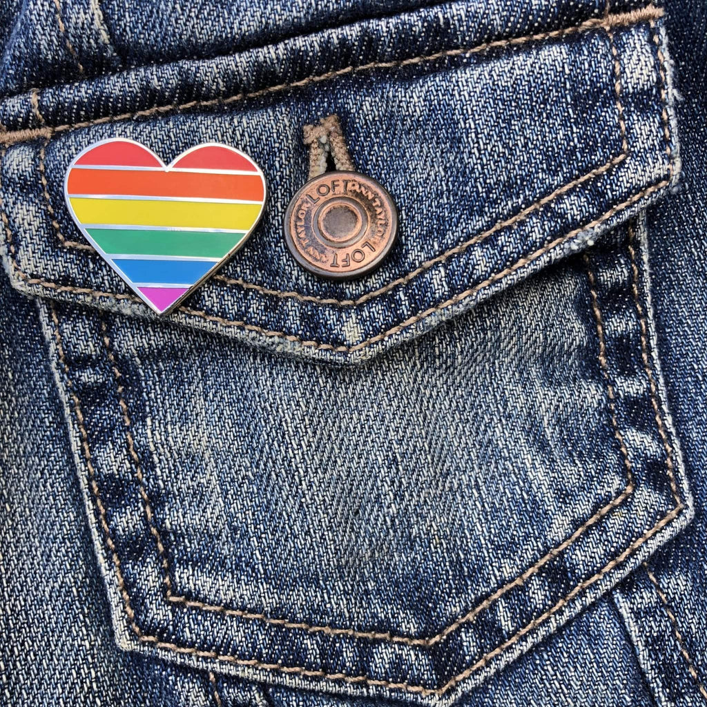 LGBTQ Rainbow Pride Flag Heart Enamel Pin - Dream Maker Pins