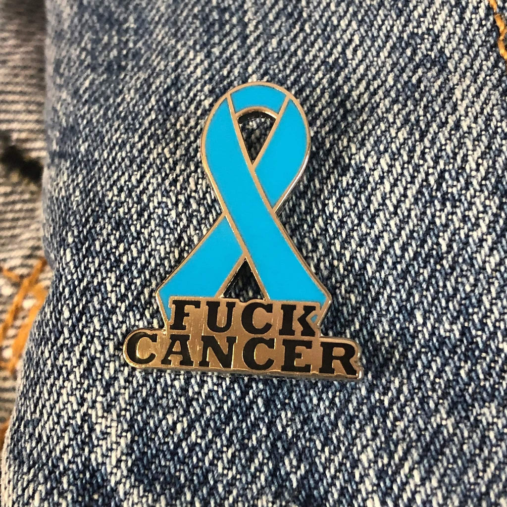Light Blue Fuck Cancer Ribbon Pin - Dream Maker Pins
