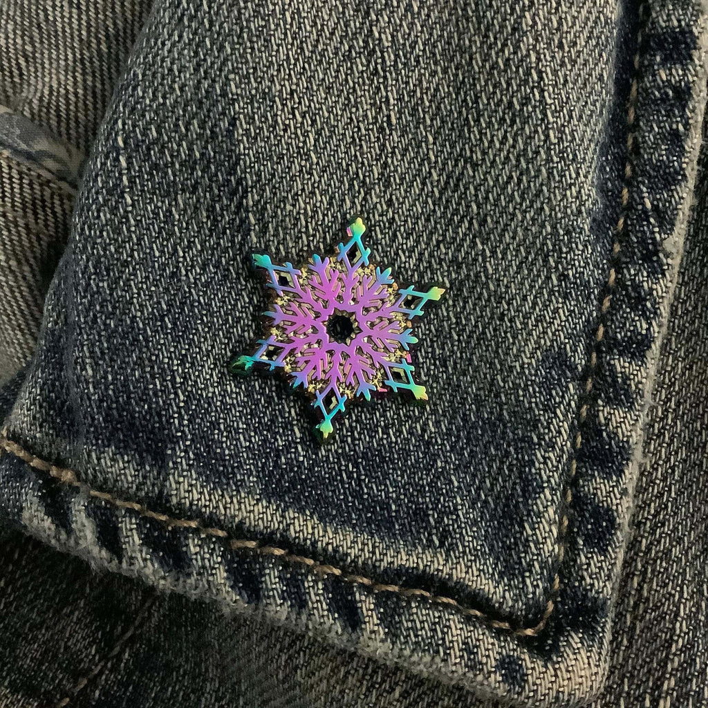 Rainbow Metal Snowflake Enamel Pin - Dream Maker Pins