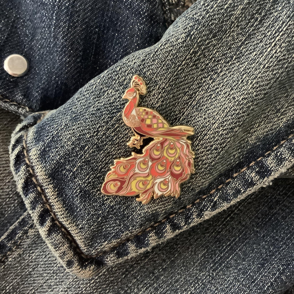 Red Peacock Enamel Pin - Dream Maker Pins